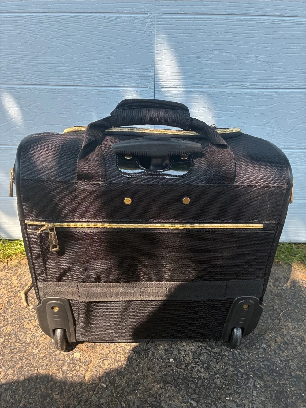 bebe Danielle Wheeled Underseater Carry-On Luggage Black Croc